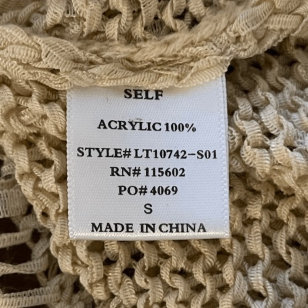 Kieu's Beige Oversized Open Knit Cardigan Button Front Lightweight S - Picture 8 of 9